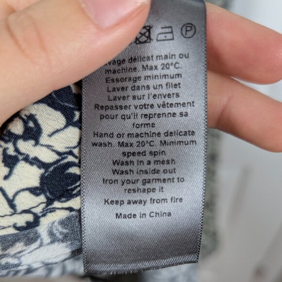 Zadig & Voltaire | Navy Cream Floral Rima Crepe Midi Shirt Dress Size Small - Picture 16 of 16